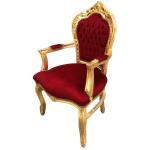 Barock-Rokoko-Stil - Sessel - Gold/Burgund - Klassisches Mobiliar - Wohnzimmermöbel - Samtstoff Burgund - MACE