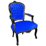 Baroque Louis XV style - Armchair - Black/Blue - Classic Furniture - Furniture for all rooms - Blue velvet - MACE
