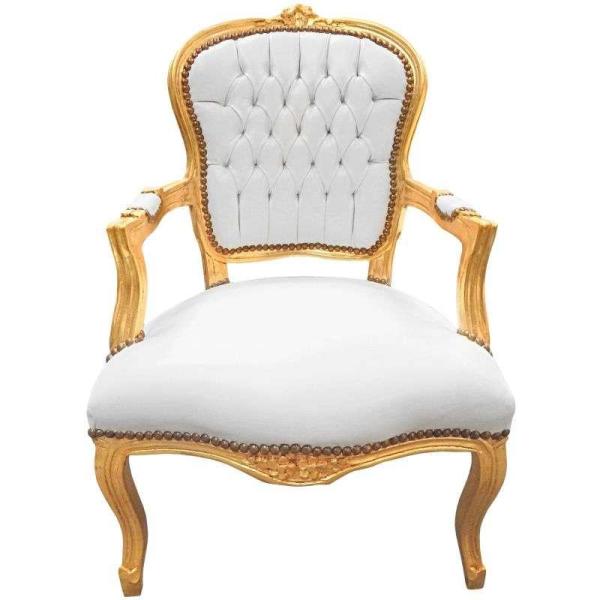 MACE Heritage - Fauteuil Louis XV / baroque – feuille d’or, blanc, rouge, doré – Se-169