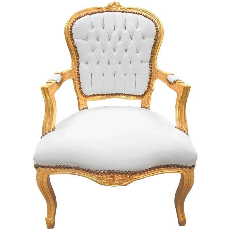 MACE Heritage - Fauteuil Louis XV / baroque – feuille d’or, blanc, rouge, doré – Se-169