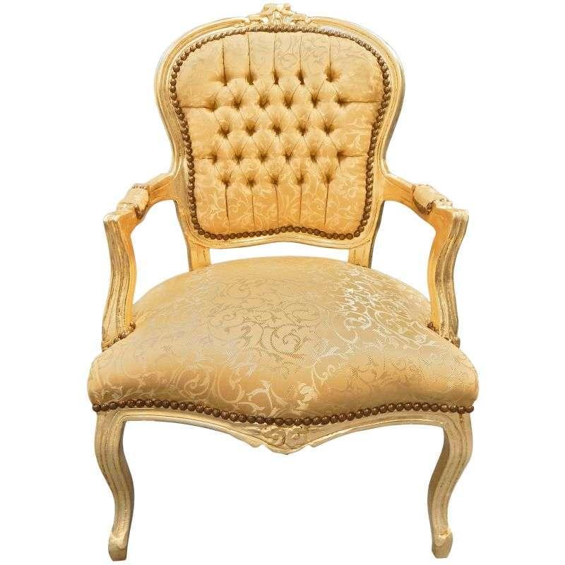 Barocker Louis XV-Stil - Sessel - Gold/Gold - Klassische Möbel - Möbel für alle Räume - Goldenes Stoffmaterial - MACE
