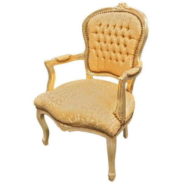 Barocker Louis XV-Stil - Sessel - Gold/Gold - Klassische Möbel - Möbel für alle Räume - Goldenes Stoffmaterial - MACE