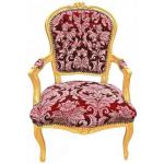 Barocker Louis XV-Stil - Sessel - Gold/Rot - Klassische Möbel - Möbel für alle Räume - Roter blumiger Satinstoff - MACE