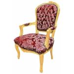 Barocker Louis XV-Stil - Sessel - Gold/Rot - Klassische Möbel - Möbel für alle Räume - Roter blumiger Satinstoff - MACE