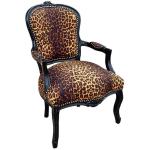 Barocker Louis XV-Stil - Sessel - Schwarz glänzend / Leopard - Klassische Möbel - Möbel für alle Räume - Leopard bedruckter Stoff - MACE