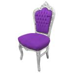 Baroque rococo style - Chair - Silver/Purple - Classic furniture - Dinning chair - Dinning room furniture -Purple velvet fabric - MACE
