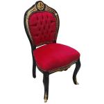 Barocker Stil Napoleon III - Esszimmerstuhl - Intarsien - Schwarz/Burgund/Messing - Klassische Möbel - Esszimmermöbel - Burgunder Samtstoff - MACE
