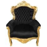 Sessel im Barockstil - Gold/Schwarz - Klassische Möbel - Wohnzimmermöbel - Schwarzer Samtstoff - Möbel für alle Räume - Breite 80 cm - MACE