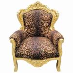 Baroque style armchair - Gold/Leopard - Classic furniture - Living room furniture - Leopard fabric - All rooms furniture - 80 cm width - MACE