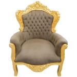 Sessel im Barockstil - Gold/Taupe - Klassische Möbel - Wohnzimmermöbel - Samtstoff Taupe - Möbel für alle Räume - Breite 80 cm - MACE