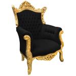 Baroque rococo style - Armchair - Gold/Black - Classic furniture - Living room furniture - Black velvet fabric - All rooms furniture - 90 cm width - MACE