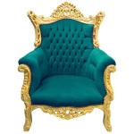 Baroque rococo style - Armchair - Gold/Green - Classic furniture - Living room furniture - Green velvet fabric - All rooms furniture - 90 cm width - MACE