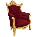 Barock-Rokoko-Stil - Sessel - Gold/Rot-Burgund - Klassische Möbel - Wohnzimmermöbel - Samtstoff Rot-Burgund - Alle Zimmer Möbel - Breite 90 cm - MACE