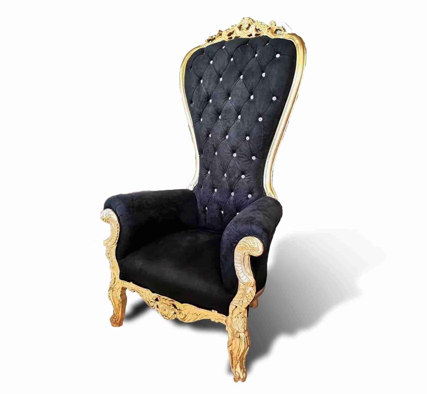 Luxuriöser Thronsessel der Serie MACE Marvellous in edlem Schwarz/Gold - Thronsessel - 190 cm hoch