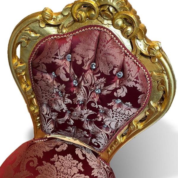 Barock-Rokoko-Stil - Esszimmerstuhl - Gold/Rot - Esszimmermöbel - Klassische Möbel - MACE
