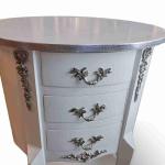 MACE Heritage - Tisch im Barockstil, Ovale Form - Drei Schubladen - Farbe Silber/Weiß - Handgefertigte klassische Möbel