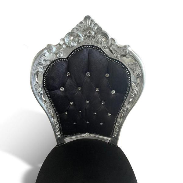 MACE Heritage - Chaise de salle à manger Rococo / baroque – velours, feuille d’argent, noir, rouge, argenté