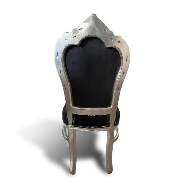 MACE Heritage - Chaise de salle à manger Rococo / baroque – velours, feuille d’argent, noir, rouge, argenté