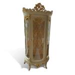 Baroque Display Case - Beige/Gold - Internal Gold Fabric - Three Shelves - Living Room Furniture - Classic Furniture - MACE