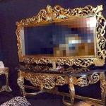 Luxury Baroque Gold mirror console - Black marble - Gold - 280 cm width - MACE