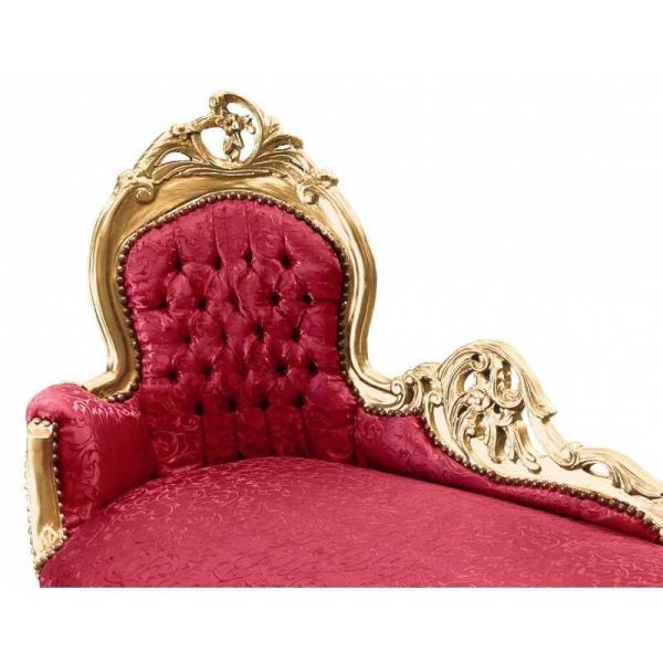 Barockes Chaiselongue-Sofa - Louis XV - Rotes Satin - Goldrahmen - klassische Möbel - 155cm - MACE