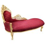Barockes Chaiselongue-Sofa - Louis XV - Rotes Satin - Goldrahmen - klassische Möbel - 155cm - MACE