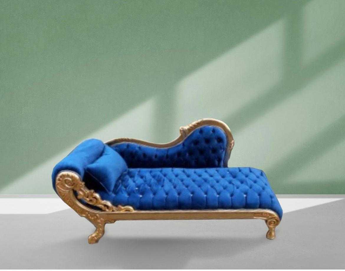 Luxury Baroque chaiselounge -Royal blue velvet fabric - Gold frame - For all rooms - MACE