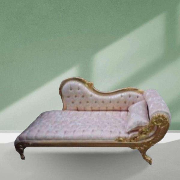 MACE Heritage - luxuriöse Barock Chaiselounge -Gold&Champgen Satin Stoff- Goldrahmen - Für alle Räume