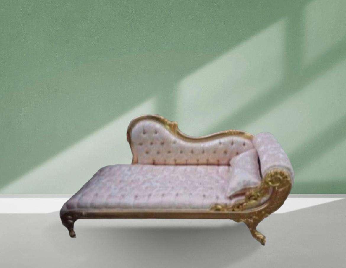 MACE Heritage - luxuriöse Barock Chaiselounge -Gold&Champgen Satin Stoff- Goldrahmen - Für alle Räume