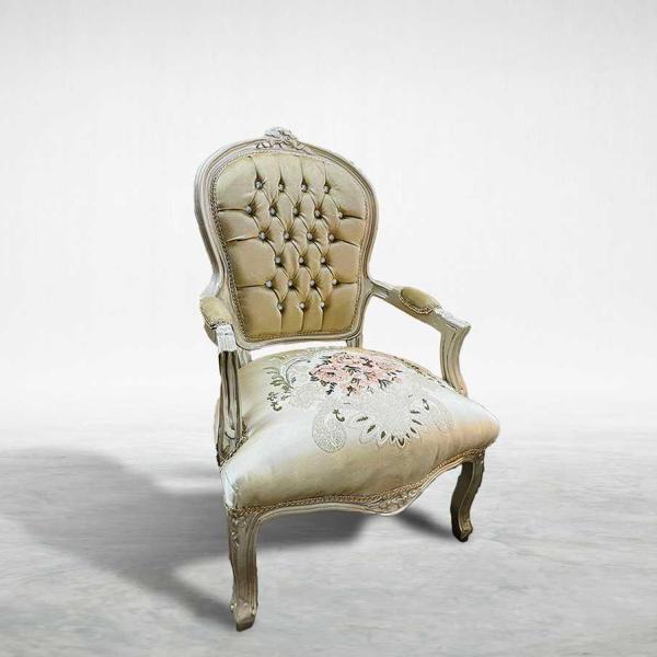 Barocke Salongarnitur - Stil Louis XVI - Farbe Champagner - Dreisitzer-Sofa+Zwei Sessel+Coffeetable - MACE