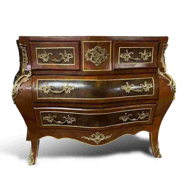 MACE - Baroque style chest of drawers - Four drawers - Brown colour - Brass - Black marble - For all rooms