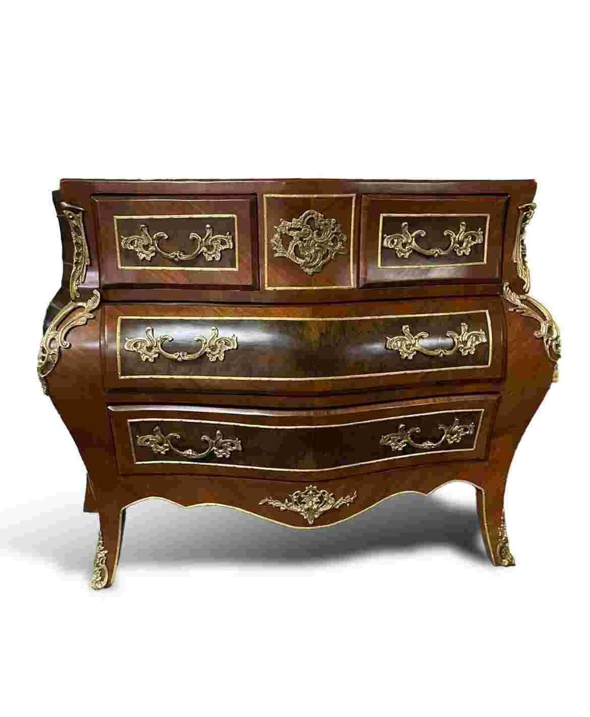MACE - Baroque style chest of drawers - Four drawers - Brown colour - Brass - Black marble - For all rooms