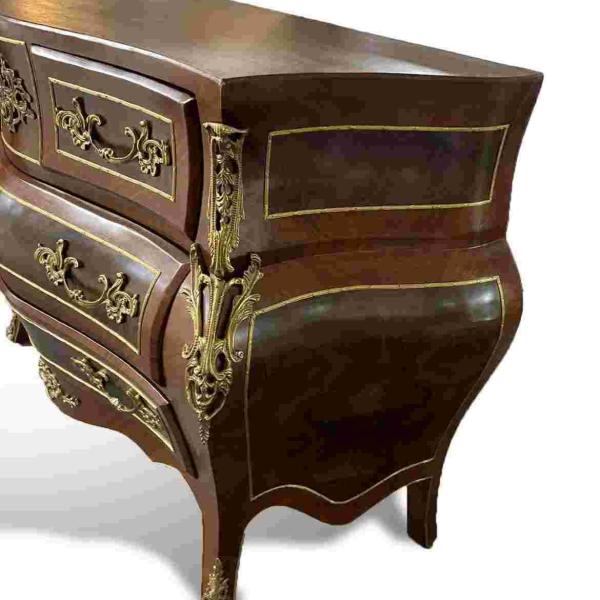 MACE - Baroque style chest of drawers - Four drawers - Brown colour - Brass - Black marble - For all rooms