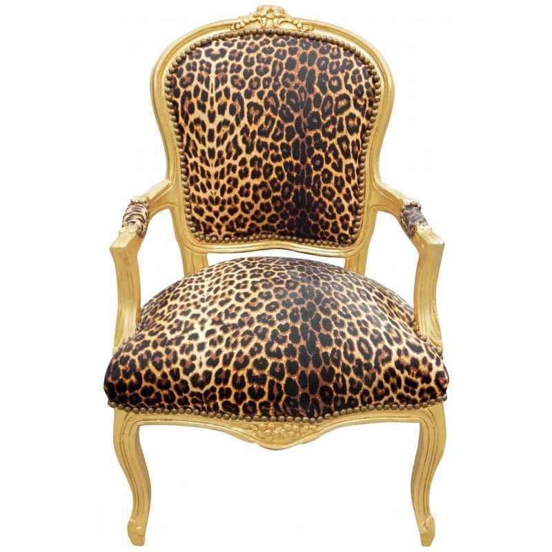 MACE Barocksessel im Stil Louis XV - Sessel - Gold/Leo - Klassische Möbel - Möbel für alle Räume - Leopardenstoff