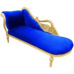 Barocke große Chaiselongue mit Schwan - Blauer Samtstoff - Goldfarbener Holzrahmen - Handgefertigt - MACE