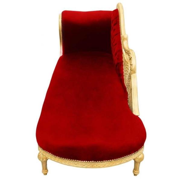 MACE Heritage - Méridienne baroque – velours, sculpté, bordeaux, blanc, rouge