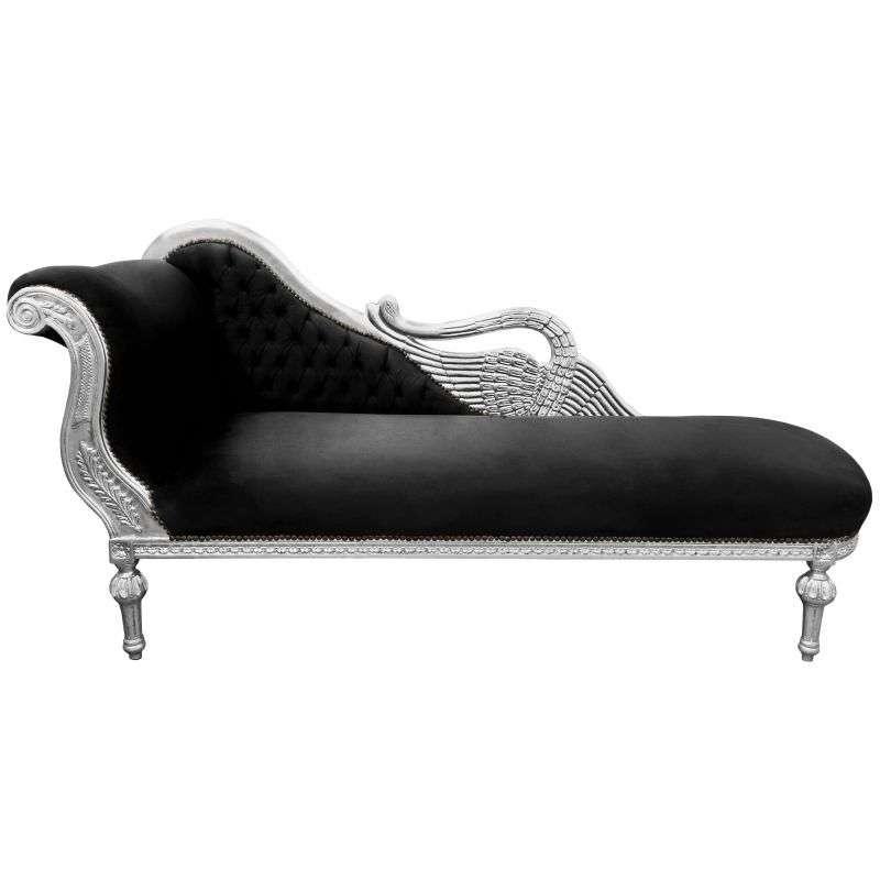 MACE Heritage - Méridienne baroque – velours, sculpté, noir, rouge, argenté