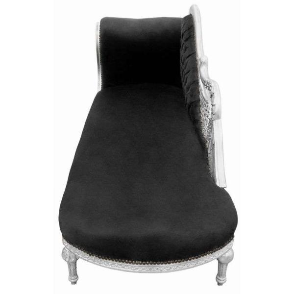MACE Heritage - Méridienne baroque – velours, sculpté, noir, rouge, argenté
