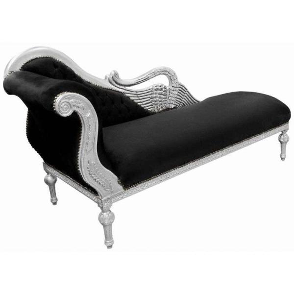 MACE Heritage - Méridienne baroque – velours, sculpté, noir, rouge, argenté