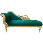 Barocke große Schwan-Chaiselounge - Grüner Samtstoff - Goldener Holzrahmen - Handgefertigt - MAC