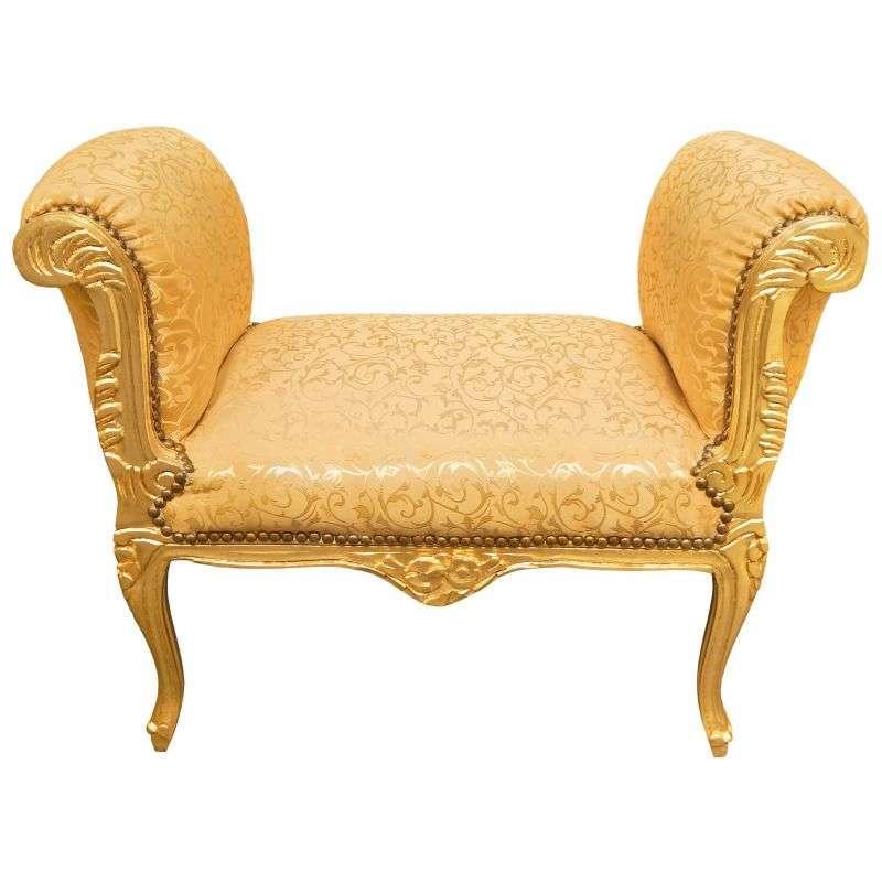 Barocke Bank im Louis XV Stil - Gold satinierter Stoff - Goldes Holz - MACE