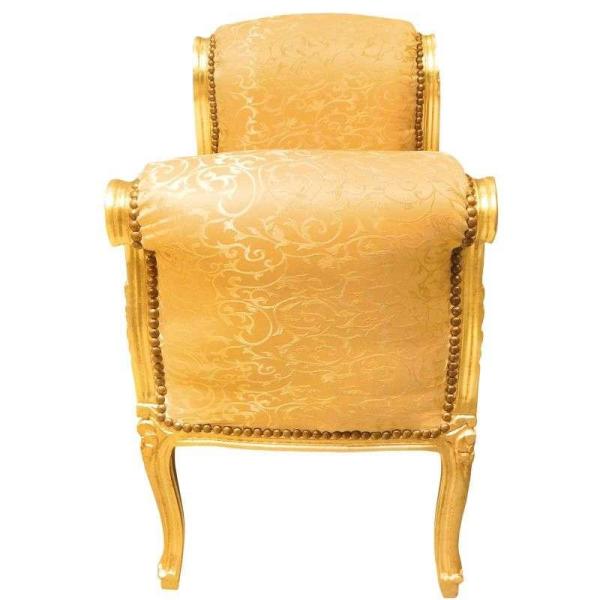 Barocke Bank im Louis XV Stil - Gold satinierter Stoff - Goldes Holz - MACE