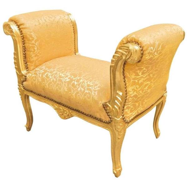 Barocke Bank im Louis XV Stil - Gold satinierter Stoff - Goldes Holz - MACE