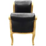 Barocke Bank im Stil Louis XV - Schwarzes Kunstleder - Goldfarbenes Holz - MACE