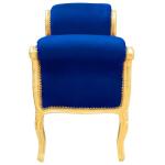 Baroque bench Louis XV style - Royal blue velvet fabric - Gold wood - MACE