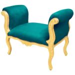 Barocke Bank im Stil Louis XV - Grüner Samtstoff - Goldenes Holz - MACE