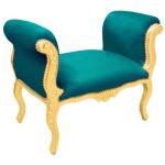 Barocke Bank im Stil Louis XV - Grüner Samtstoff - Goldenes Holz - MACE