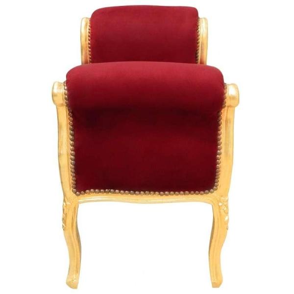 MACE Heritage - Banquette Louis XV / baroque – velours, feuille d’or, bordeaux, rouge, doré