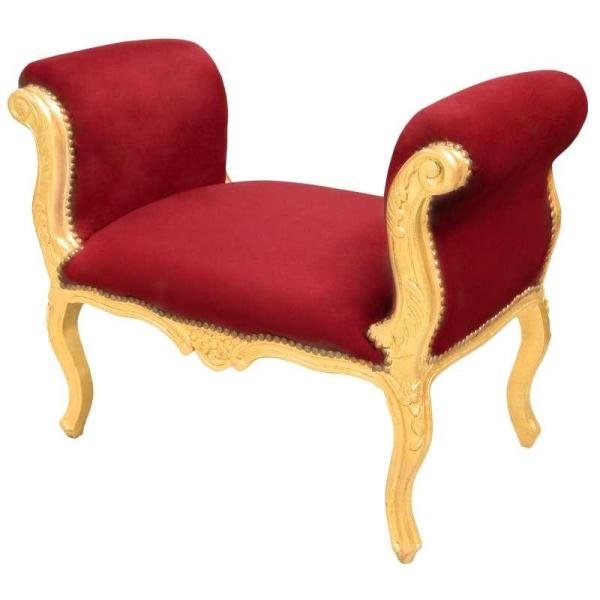 MACE Heritage - Banquette Louis XV / baroque – velours, feuille d’or, bordeaux, rouge, doré