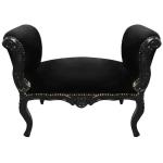 Baroque bench Louis XV style - Black velvet fabric - Black lacquer wood - MACE